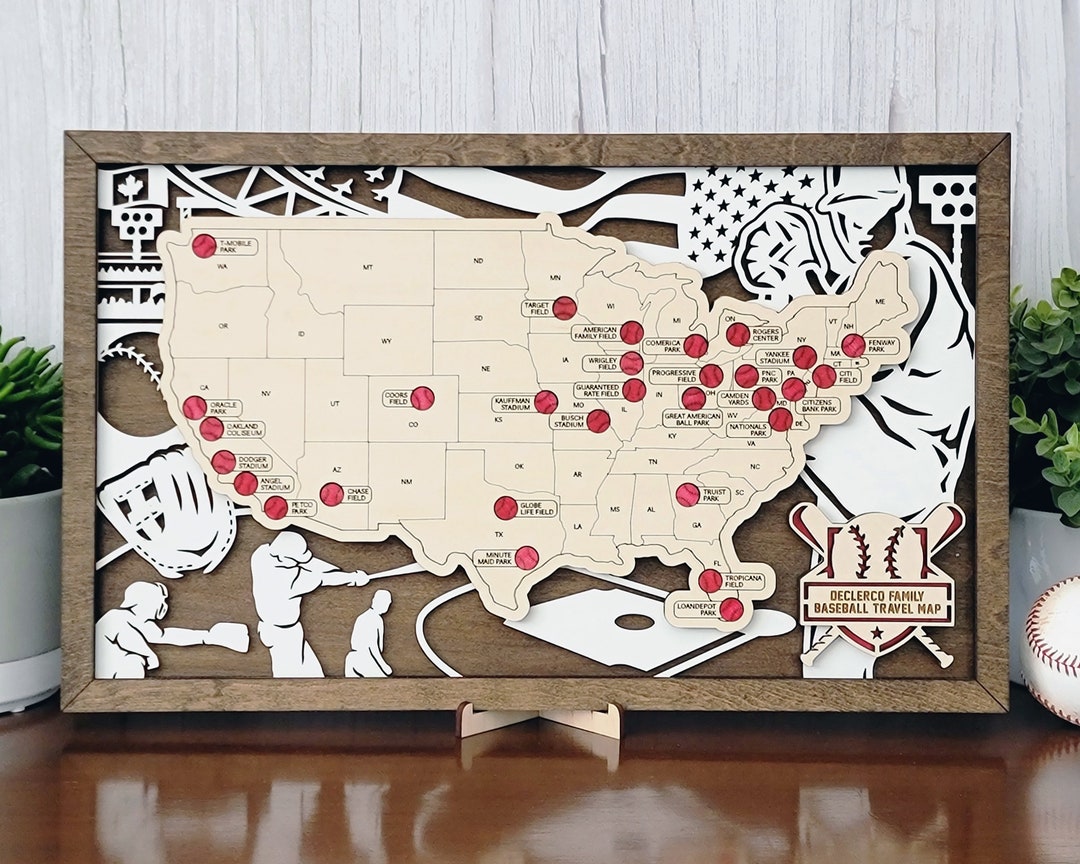 MLB Baseball Stadium Travel Map - Etsy