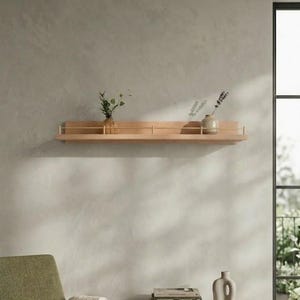 Floating Wall Shelves, Brass Gallery Rail Shelf, Custom Size Shelves image 15