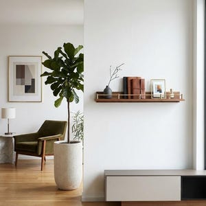 Floating Wall Shelves, Brass Gallery Rail Shelf, Custom Size Shelves image 8