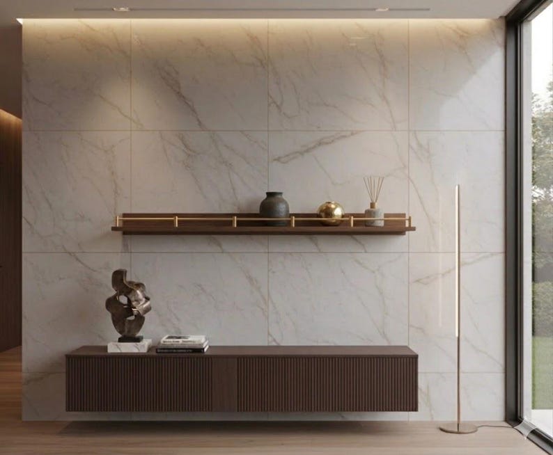 Floating Wall Shelves, Brass Gallery Rail Shelf, Custom Size Shelves image 2