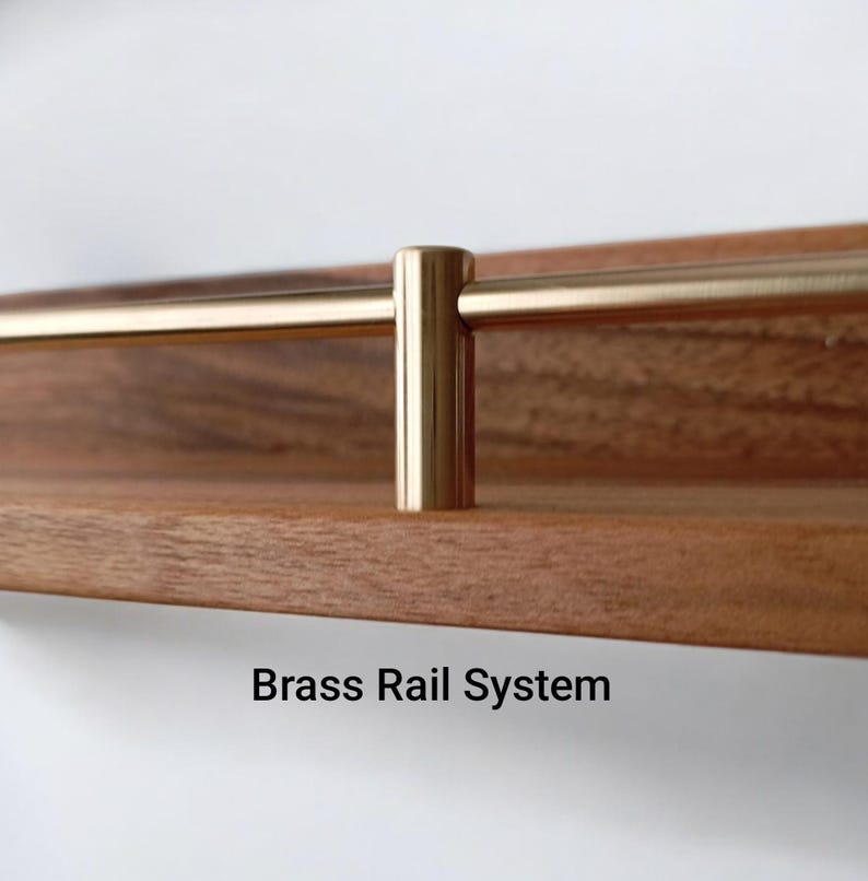 Floating Wall Shelves, Brass Gallery Rail Shelf, Custom Size Shelves image 7