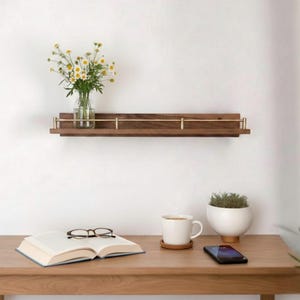 Floating Wall Shelves, Brass Gallery Rail Shelf, Custom Size Shelves