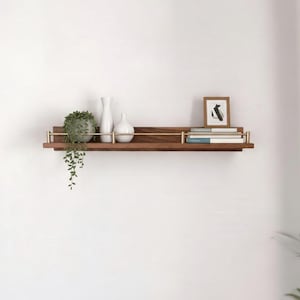 Floating Wall Shelves, Brass Gallery Rail Shelf, Custom Size Shelves image 11
