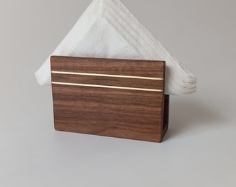 Walnut Napkin Holder, Wooden Napkin Holder, Walnut and Brass Handmade Napkin Holder, Minimalist Table Decoration