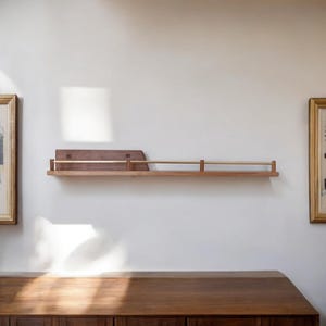 Wooden Floating Shelf, Brass Rail Shelves, Wooden Wall Decor - Etsy