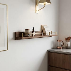Floating Wall Shelves, Brass Gallery Rail Shelf, Custom Size Shelves image 9
