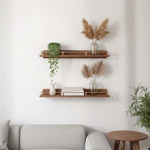 Floating Wall Shelves, Brass Gallery Rail Shelf, Custom Size Shelves image 4