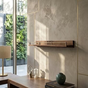 Floating Wall Shelves, Brass Gallery Rail Shelf, Custom Size Shelves image 13