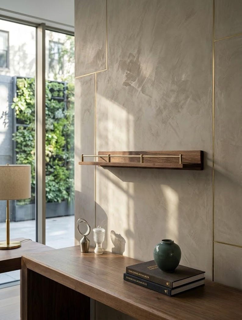 Floating Wall Shelves, Brass Gallery Rail Shelf, Custom Size Shelves image 13