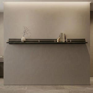 Floating Wall Shelves, Brass Gallery Rail Shelf, Custom Size Shelves image 12