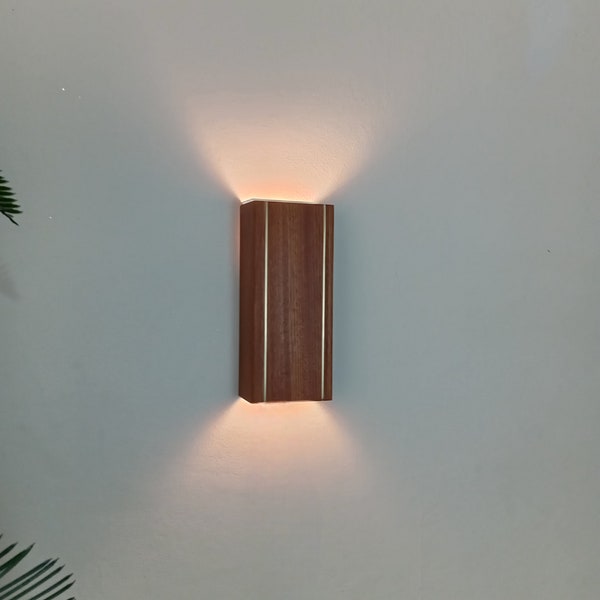 Sconce Pair. Mahogany Sconce Lamp. Wood Shade Lighting. Solid Sconce Lighting with Brass. Handmade Wall Lamp