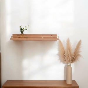 Floating Wall Shelves, Brass Gallery Rail Shelf, Custom Size Shelves Natural Clear Finish
