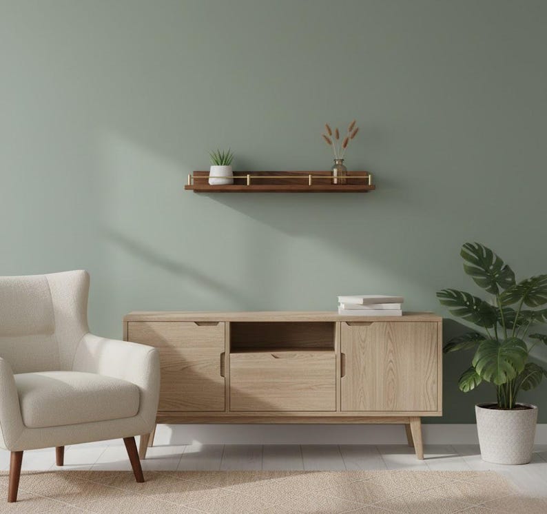 Floating Wall Shelves, Brass Gallery Rail Shelf, Custom Size Shelves image 16