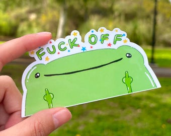 Handmade Sticker Green Mean Frog | Laptop Decal | Water Bottle Sticker