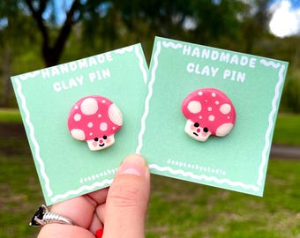 Handmade Mushroom Pin | Clay Enamel Pin
