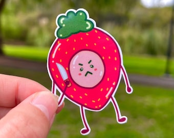 Handmade Violent Strawberry Glossy Sticker | Laptop Decal