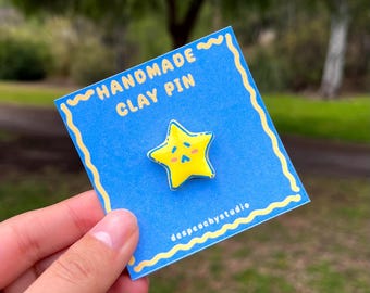 Handmade Star Clay Pin |  Purse Accessory | Backpack