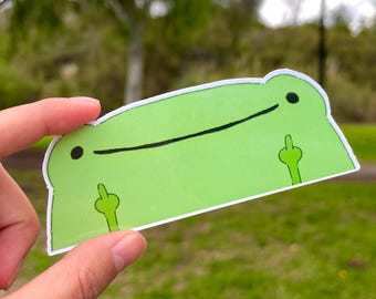 Handmade Green Evil Frog Sticker | Laptop Decal | Water Bottle Sticker