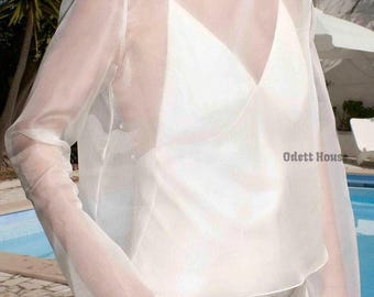 Braut ausgestattet Ärmel Organza Overtop |Overlay Abdeckung für Bräute | Schiere Brautbluse | Hochzeitskleid Topper / Modernes Braut Outfit getrennt