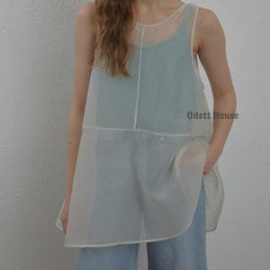 Bridal Sleeveless Organza Overtop|Overlay cover up for brides|Sheer Bridal Blouse |Wedding topper/Modern Bridal separates/Women Blouse