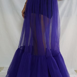 Sheer Tulle skirt/Sheer One Layer Maxi Skirt/See Through Women Long Tulle Skirt with Unique Ruched Edge/Transparent Dress/Dance Party Skirt