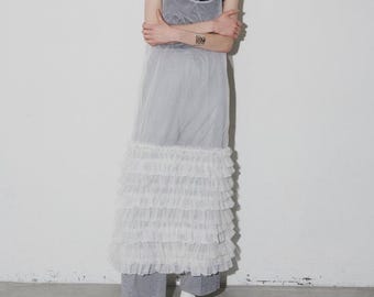 Vestido camisola con capas escalonadas de tul y organza, vestido transparente, vestido superpuesto, vestido de playa, vestido de festival, futurista, vestido de cóctel