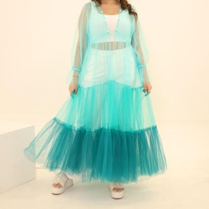 Tulle Layer Dress Cover up, See Through Dress, Sheer Dress, Beach cover up, Festival Dress, Tulle Overlay Futuristic, Cocktail Party dress
