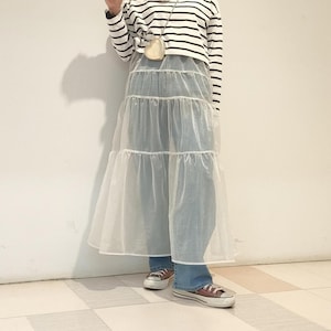 Sheer Tiered skirt/Sheer One Layer Maxi Skirt/See Through Women Long Tulle Skirt with Unique Ruched Edge/Transparent Dress/Dance Party Skirt