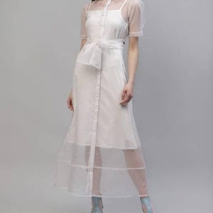 Cocktail party Dress/Graduation Party Organza Long maxi Cover up dress/Organza See Through Cover Up/Puffy Dress/Fun Birthday Dress