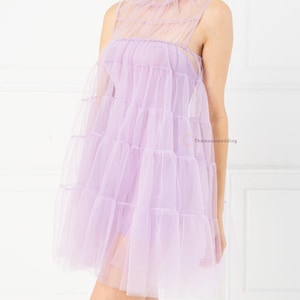 Fluffy Tulle Mini Dress,See Through Dress,Sheer Dress,Beach Dress, Dress,Festival Dress,High Fashion Dress, Futuristic, Cocktail Party dress