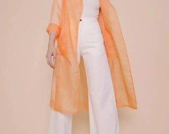 Sheer Classic Organza Jacket Overlay. Transparent Jacket. organza Trench Coat .Wedding dress Overcoat .Sheer Organza Overcoat Blouse