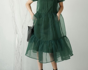 midi shift dresses for weddings Karymi Wedding Guest Dresses for Women Fake Cotton Linen Midi Dress, Short Sleeve V-Neck Bow Tie Neck Shift Dress with Back Zipper and Side Slits,