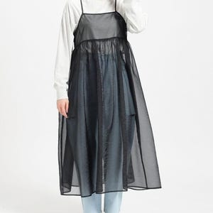 Organza Long Midi Dress Cover up/Cover Up Dress/Organza Jacket For Women/Overlay Dress/Beach cover up/Shirt Dress For women/Sheer Cami Dress