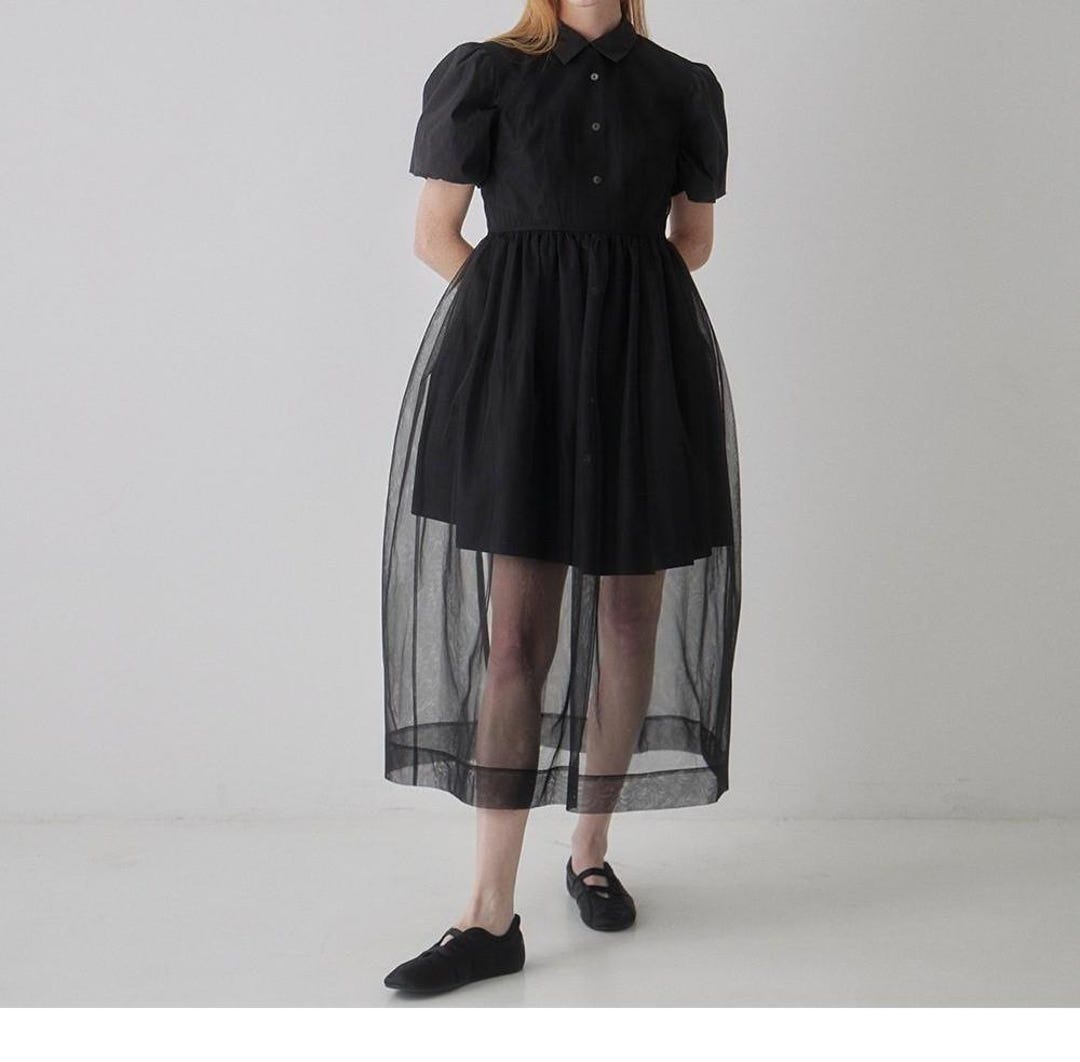 black organza long sleeve midi dress Black Organza Long Sleeve Midi Dress FARM Rio