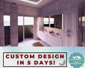 Bathroom Interior Design, 3D Bathroom Visualization,3D Rendering and 2D Plan, Personalized, Customize İnterior Design