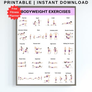 Bodyweight Workout Chart, Bodyweight Exercise Chart, Bodyweight Exercise Poster, Bodyweight Exercises, Workout Chart, Bodyweight Chart, Art