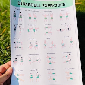 Dumbbell Workout, Dumbbell Workout Chart, Dumbbell Exercises, Dumbbell Exercise Chart, Dumbbell Chart, Dumbbell Printable, Dumbbell Print