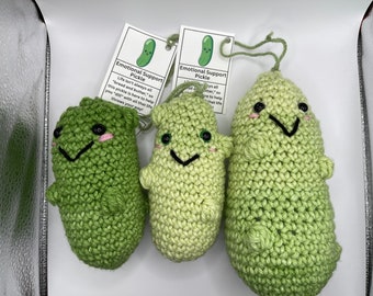 Emotional support Pickle, gift for pickle lover, stuffed pickle toy, crochet pickle