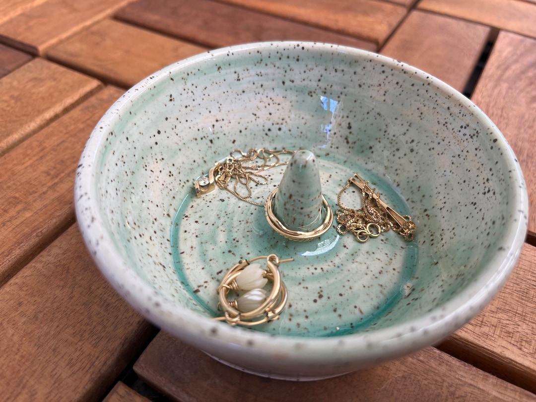Seafoam Light Green Speckled Ring Jewelry Holder Plate Bowl Etsy