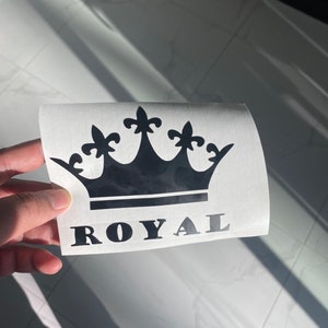 Autocollant permanent noir mat symbole couronne en vinyle pour voiture, tasse, fenêtre, cartable, surface lisse