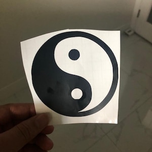Matte Black Permanent Vinyl Yin-Yang Symbol Sticker For Car, Mug, Window, Binder, Smooth Surface