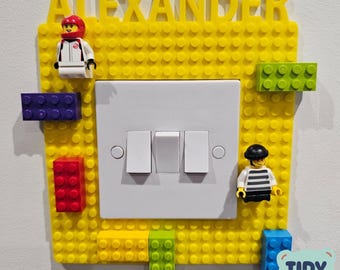 Custom Building Brick Light Switch Surround UK EU Kids Room Decor Nursery Compatible with Brick Toys  for Baby Child Bedroom playroom
