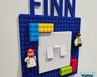 Personalisierte Bausteine Lichtschalter Hause EU Kinderzimmer Dekor Kindergarten Kompatibel mit Brick Spielzeug für Baby Kind Schlafzimmer Spielzimmer