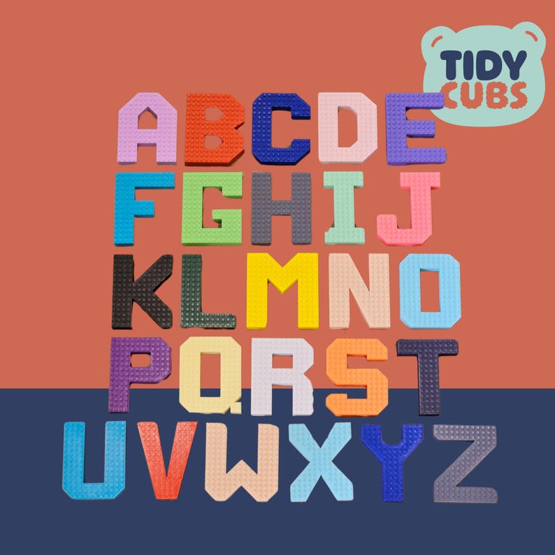 Custom 12cm Building Brick Letter Name Sign - Personalized Kids Room Decor Free Standing Name Display for Nursery Compatible with Brick Toys image 3
