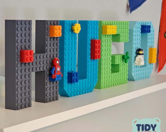 Custom 12cm Building Brick Letter Name Sign - Personalized Kids Room Decor Free Standing Name Display for Nursery Compatible with Brick Toys