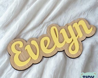 Custom wood acrylic name sign | Boho name sign | Girl Name Sign | Above crib sign | Layered Name Sign