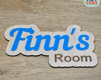 Personalised Boys Bedroom Name Sign Wooden Nursery Sign Custom Nameplate Name Plaque Child Door Decoration Acrylic Letter Design Baby Room