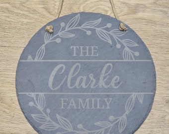 Family name sign slate wall decor personalised wall art new home gift wedding present family sign plaque rustic slate wall art bespoke gift