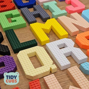 Custom 12cm Building Brick Letter Name Sign - Personalized Kids Room Decor Free Standing Name Display for Nursery Compatible with Brick Toys image 9