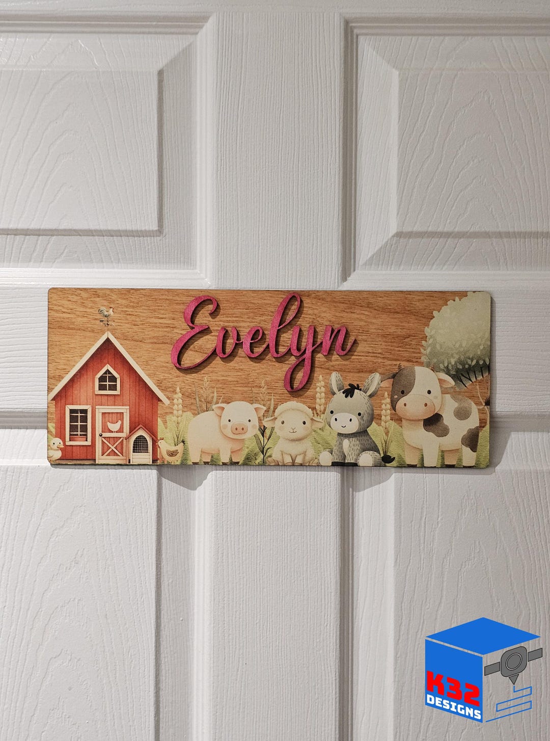 Personalised Childrens Door Sign Custom Name Plaque for Kids Room Farm ...